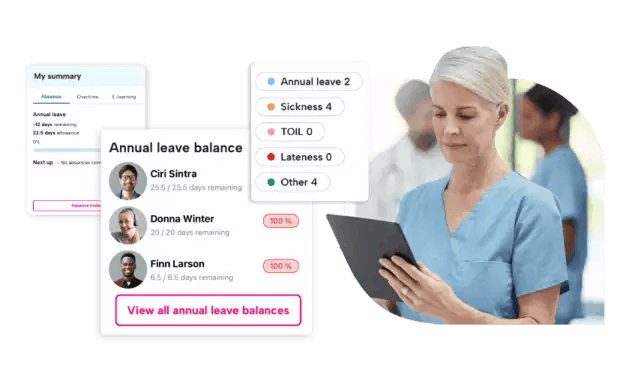 Care industry HR software A care worker using BrightHR software to manage employee annual leave