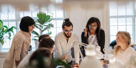 Team working on a group project