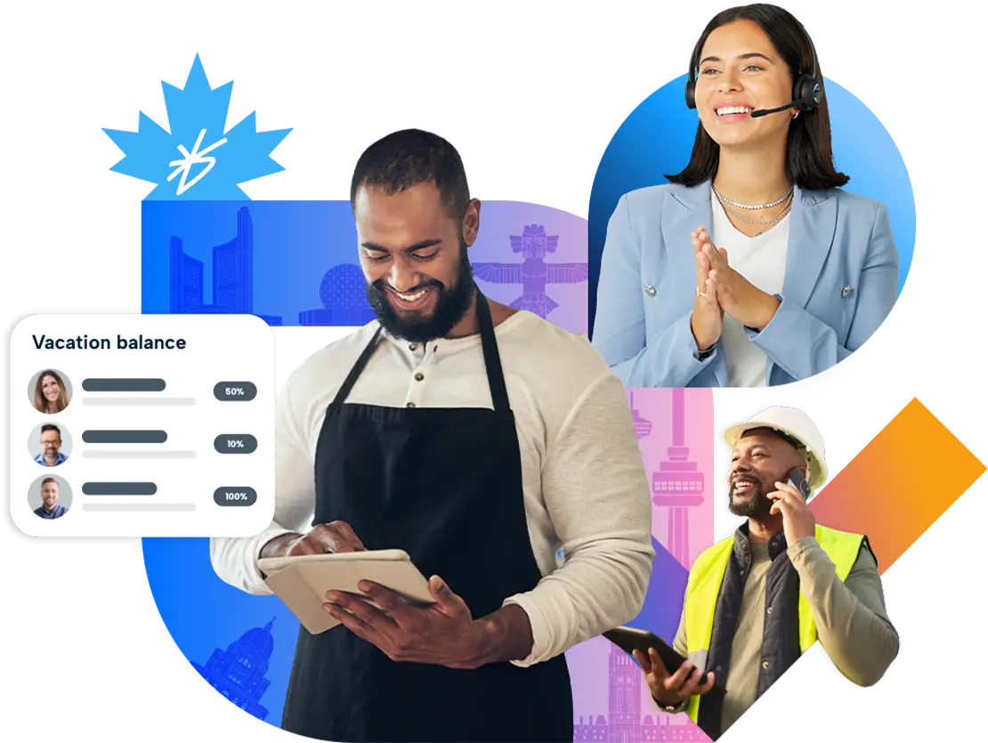 Canadian business owners checking vacation balance and receiving OHS and HR advice