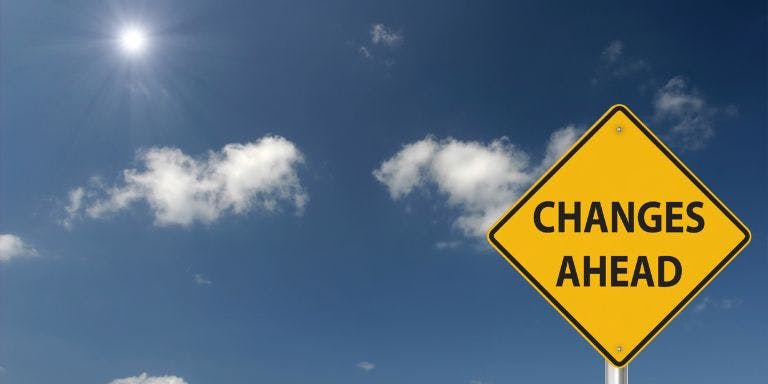 Management of change in health and safety Changes ahead road sign