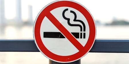 Prohibition safety signs in the workplace A no smoking safety sign