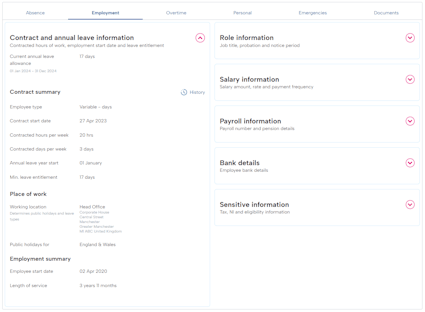 Employment tab