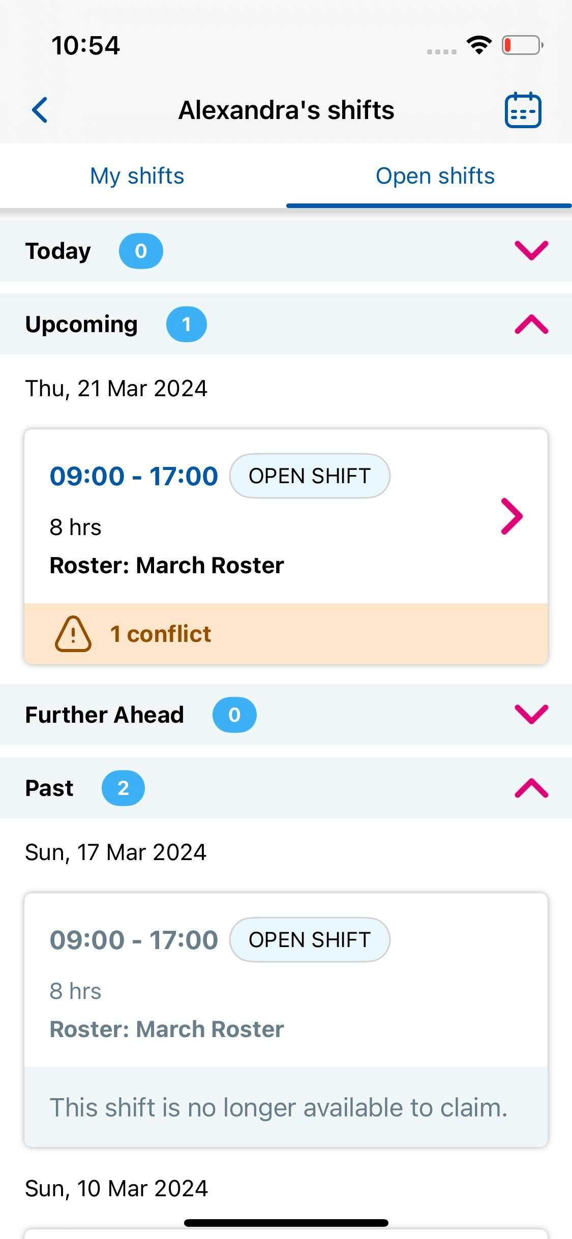Open shifts Open shifts