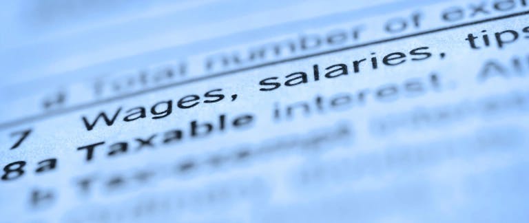 An image of the words wages, salaries, tips