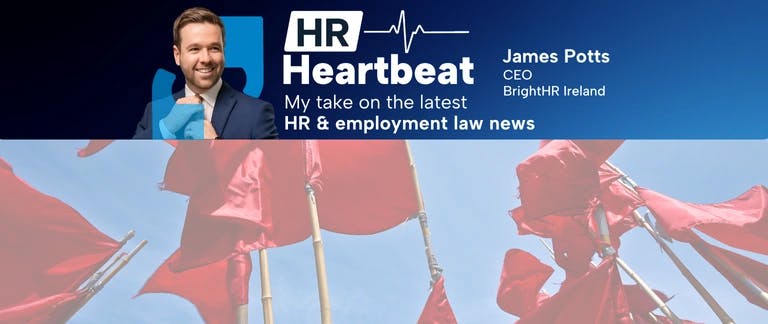 BrightHR Ireland CEO banner above a picture of red flags in aerial view