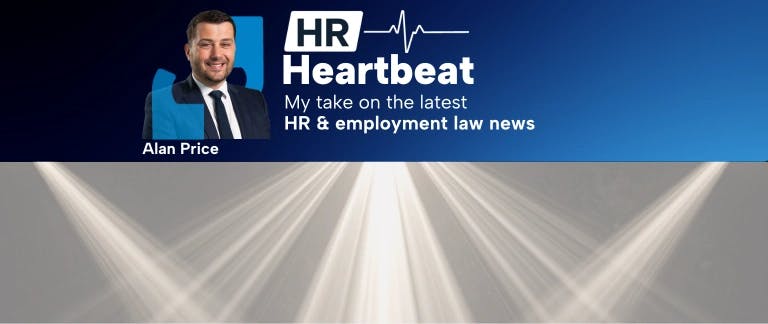 HR Heartbeat blog header with a photo of BrightHR CEO Alan Price and a spotlight