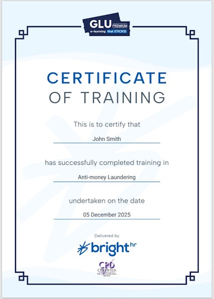 E-learning certificate