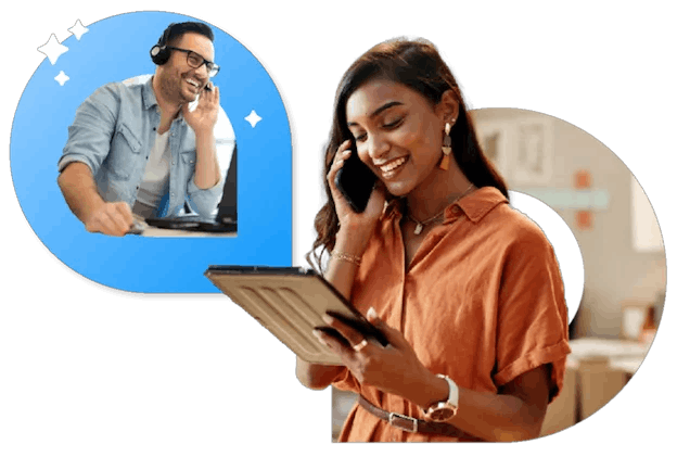 An employer is getting expert HR advice on the phone