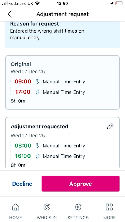adjustment request