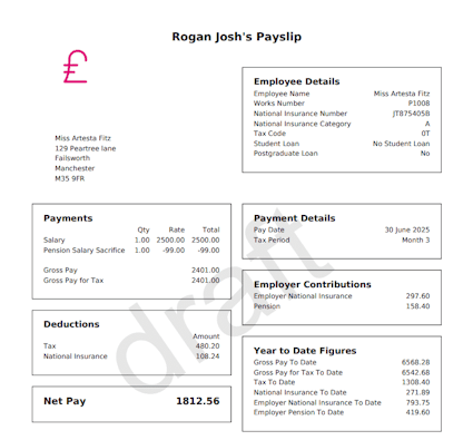 Payslip with logo