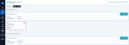 Pay run interface