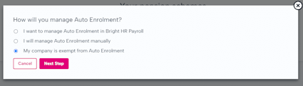 Exempt from auto enrolment