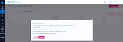Completing a pay run