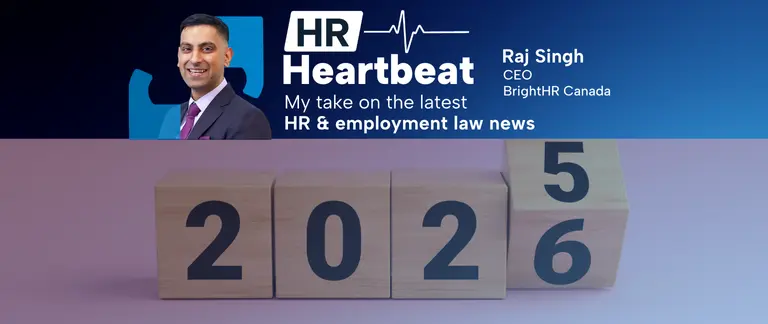 Graphic showing a series of blocks transitioning from 2025 to 2026 on a pink background, representing the shift into the new year and upcoming HR changes.