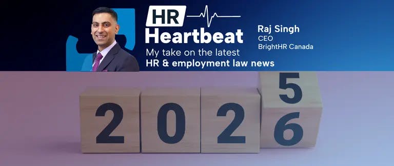 Graphic showing a series of blocks transitioning from 2025 to 2026 on a pink background, representing the shift into the new year and upcoming HR changes.