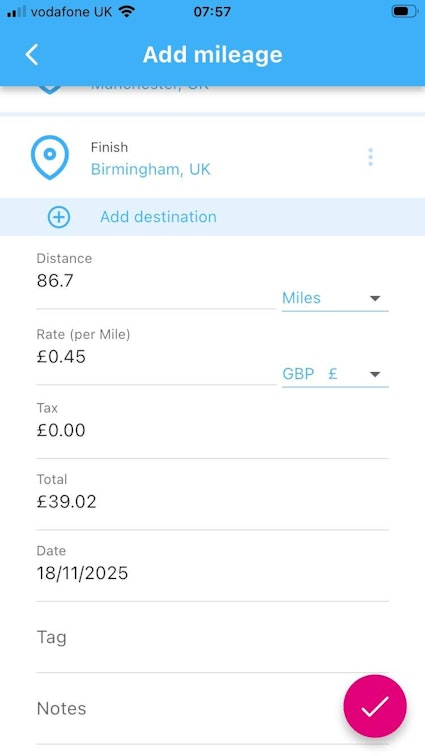 adding mileage expense