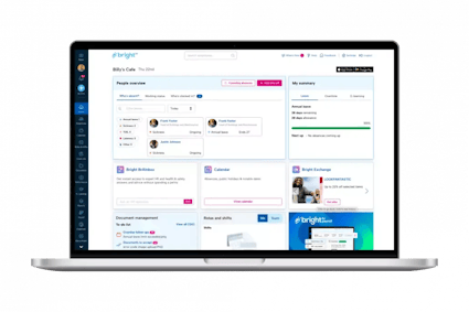 An image of a laptop displaying the dashboard of BrightHR HR software