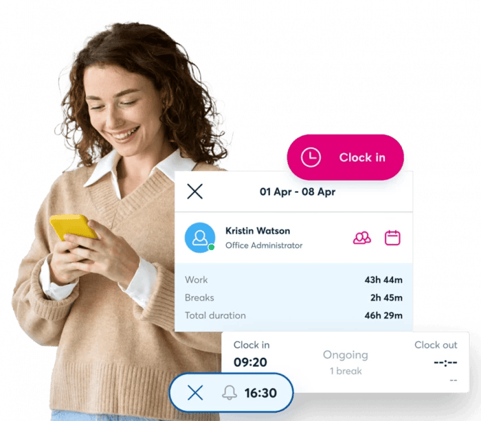 An employee using Blip to track working hours An employee using Blip to track working hours