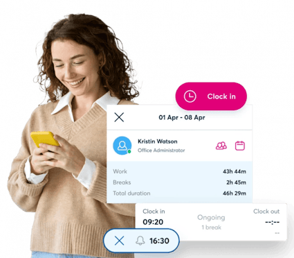 An employee using Blip to track working hours