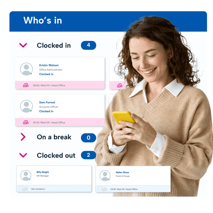 lady clocking in lady clocking in