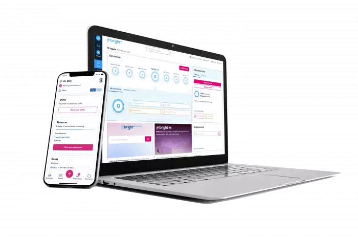 laptop and smartphone displaying brighthr software