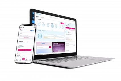 laptop and mobile displaying the dashboard of BrightHR HR software