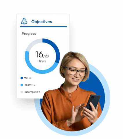 Performance management software A woman setting objectives using BrightHR's performance management tool