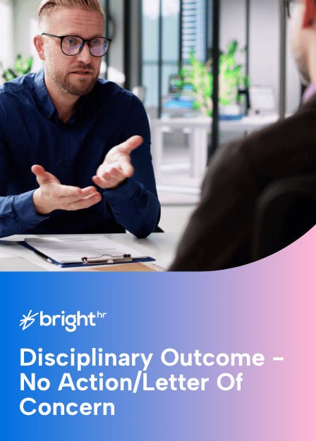 Disciplinary Outcome - No Action/Letter Of Concern