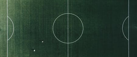 A birds-eye photo of a football pitch