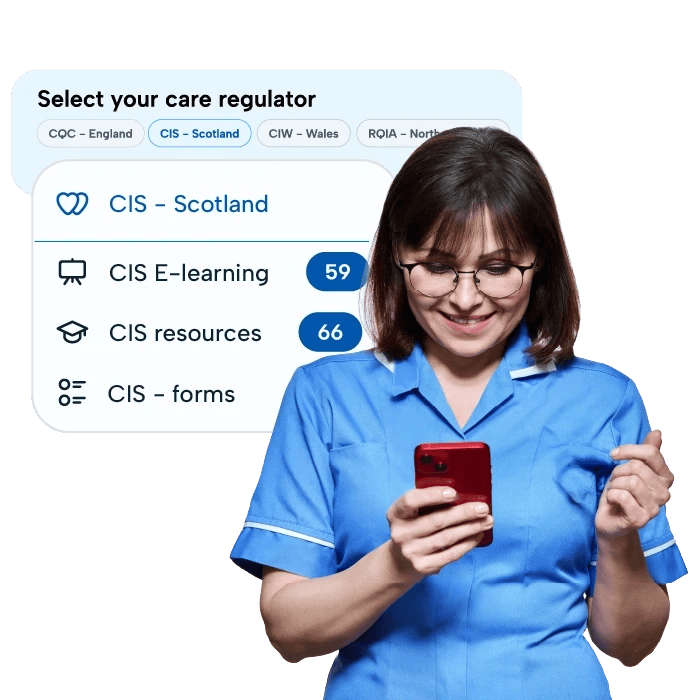 Care worker using mobile to access CIS navigator