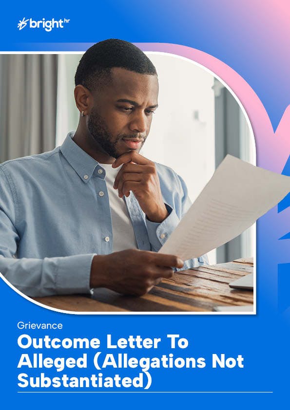 Outcome Letter To Alleged (Allegations Not Substantiated)