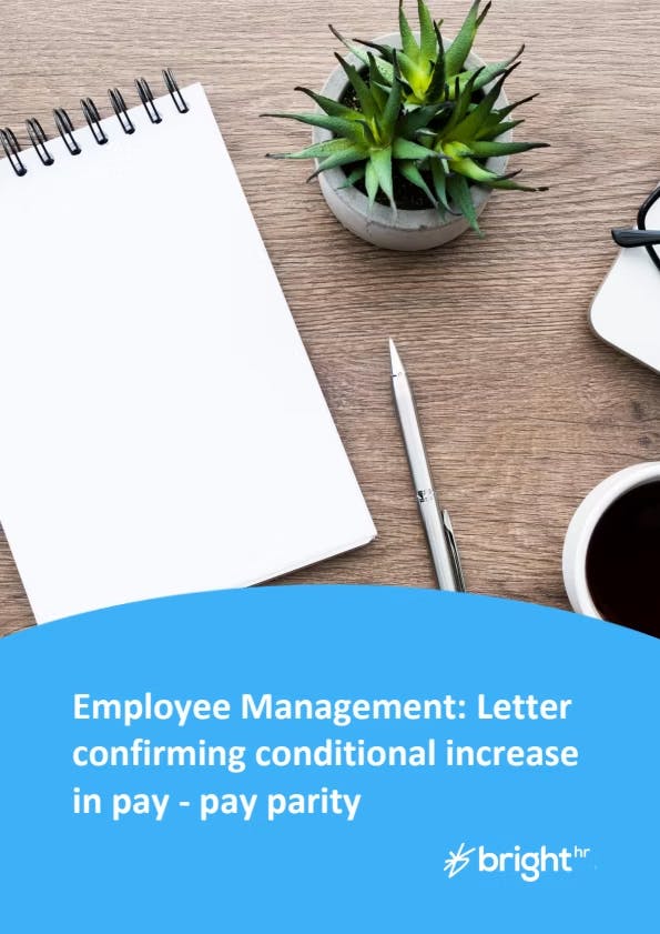 Letter Confirming Conditional Increase in Pay - Pay Parity