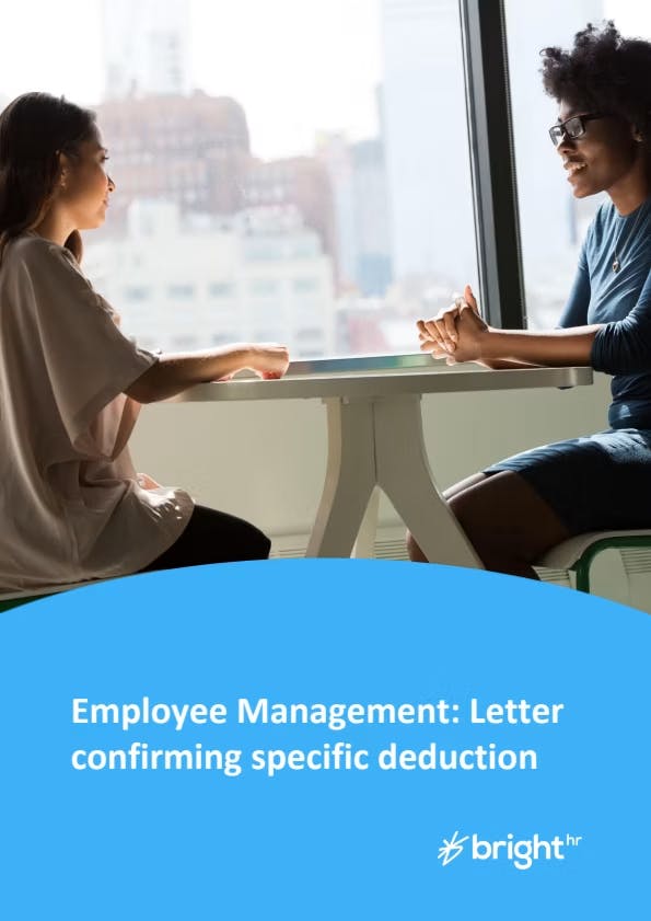 Letter Confirming Specific Deduction