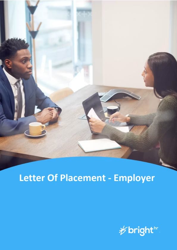Letter of Placement - Employer