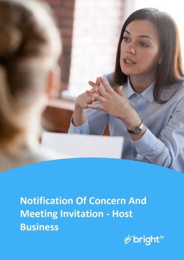 Notification of Concern and Meeting Invitation - Host Business
