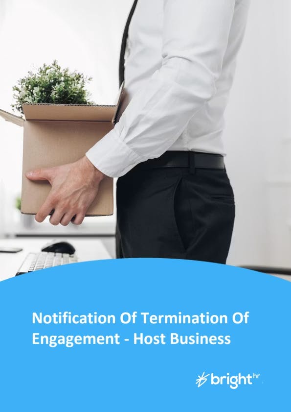 Notification of Termination of Engagement - Host Business