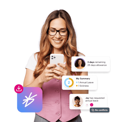 woman using brighthr app for leave