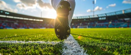 A football player kicking a ball
