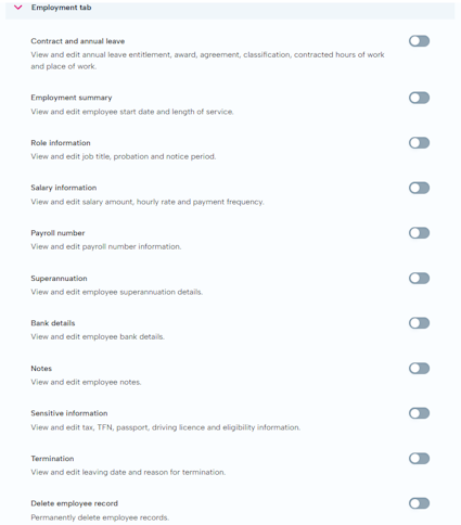 employment tab