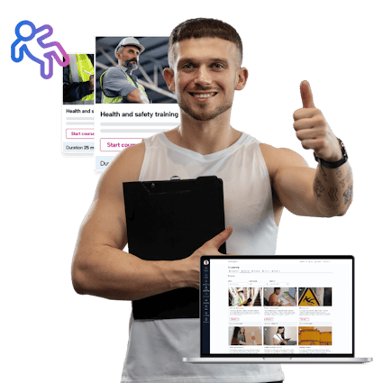 Health & safety training courses for the gyms and leisure centres The image shows a gym trainer