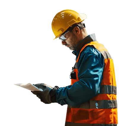 Mechanic and engineer looking at fines received from the HSE
