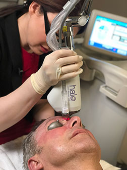 Halo treatment being given to a patient.