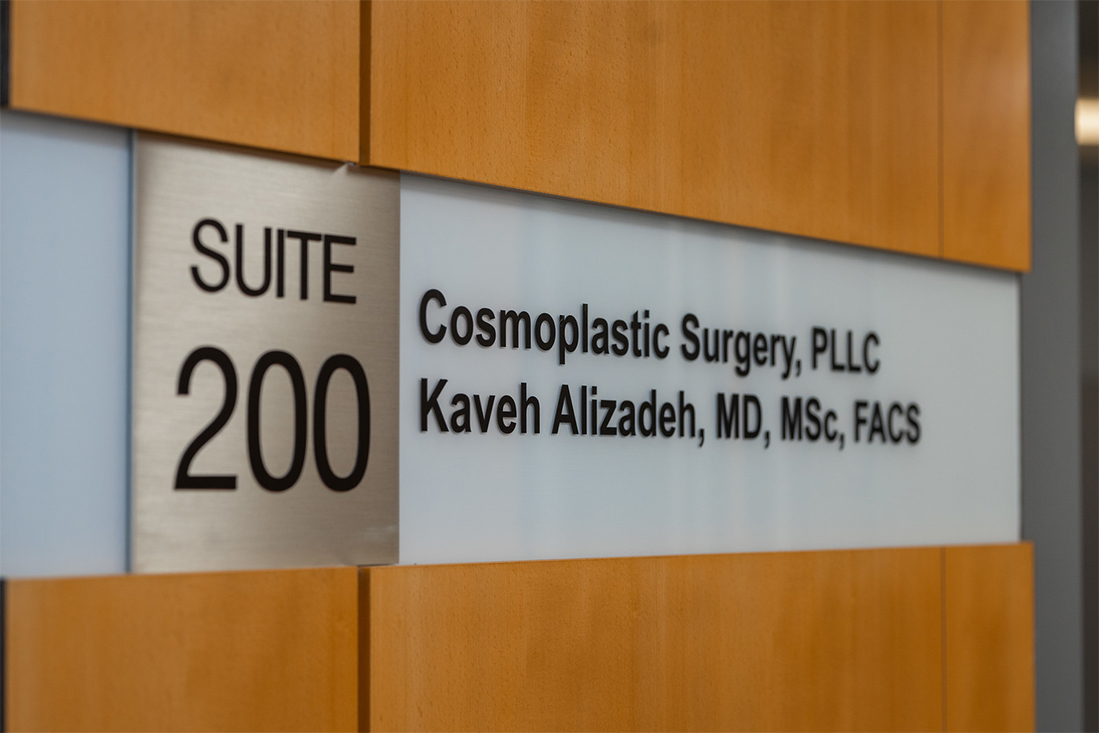 Closeup of suite number next to the doctor's name.