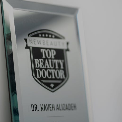 Closeup of Dr. Alizadeh's award for