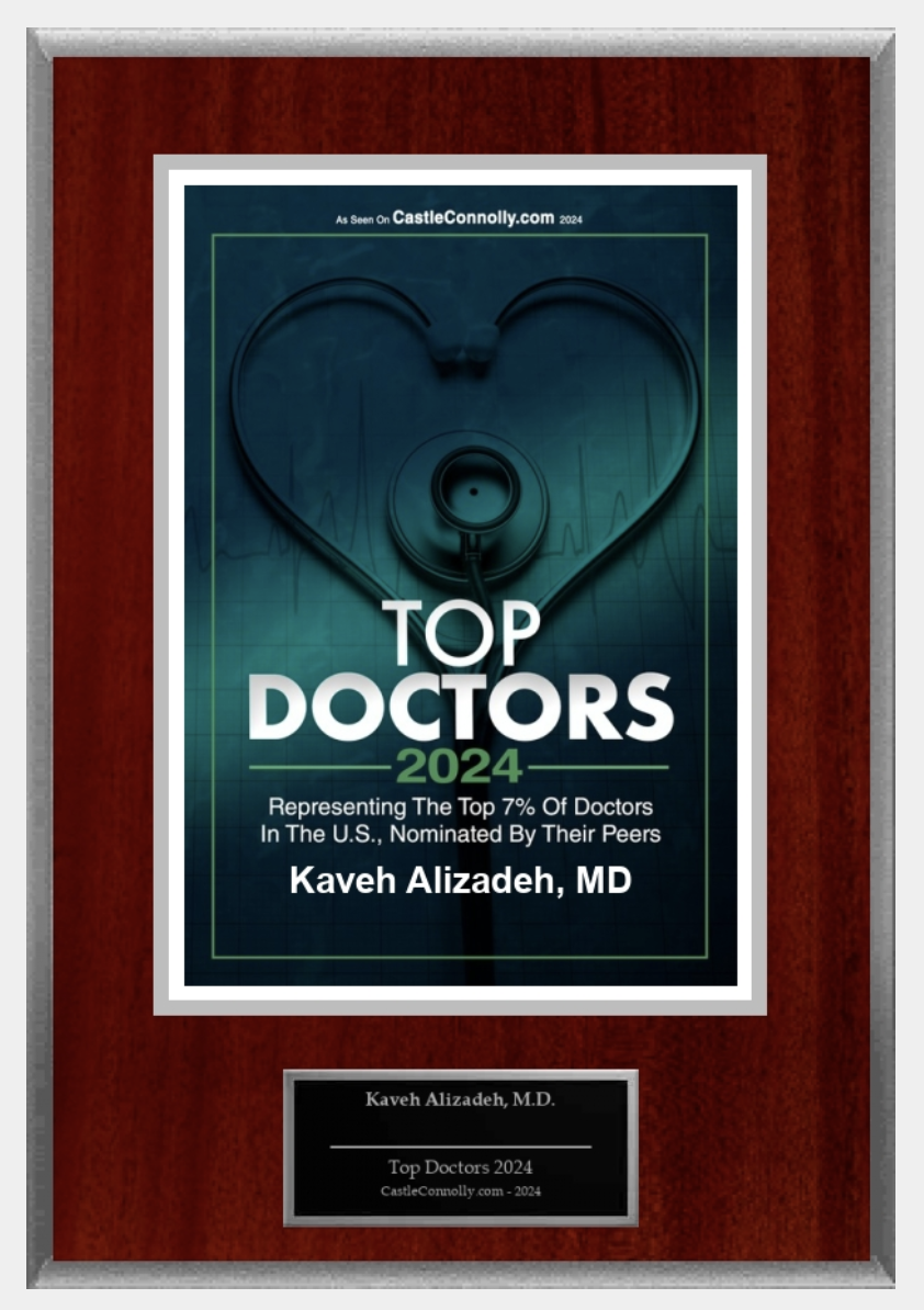 Castle Connolly award given to Dr. Alizadeh.