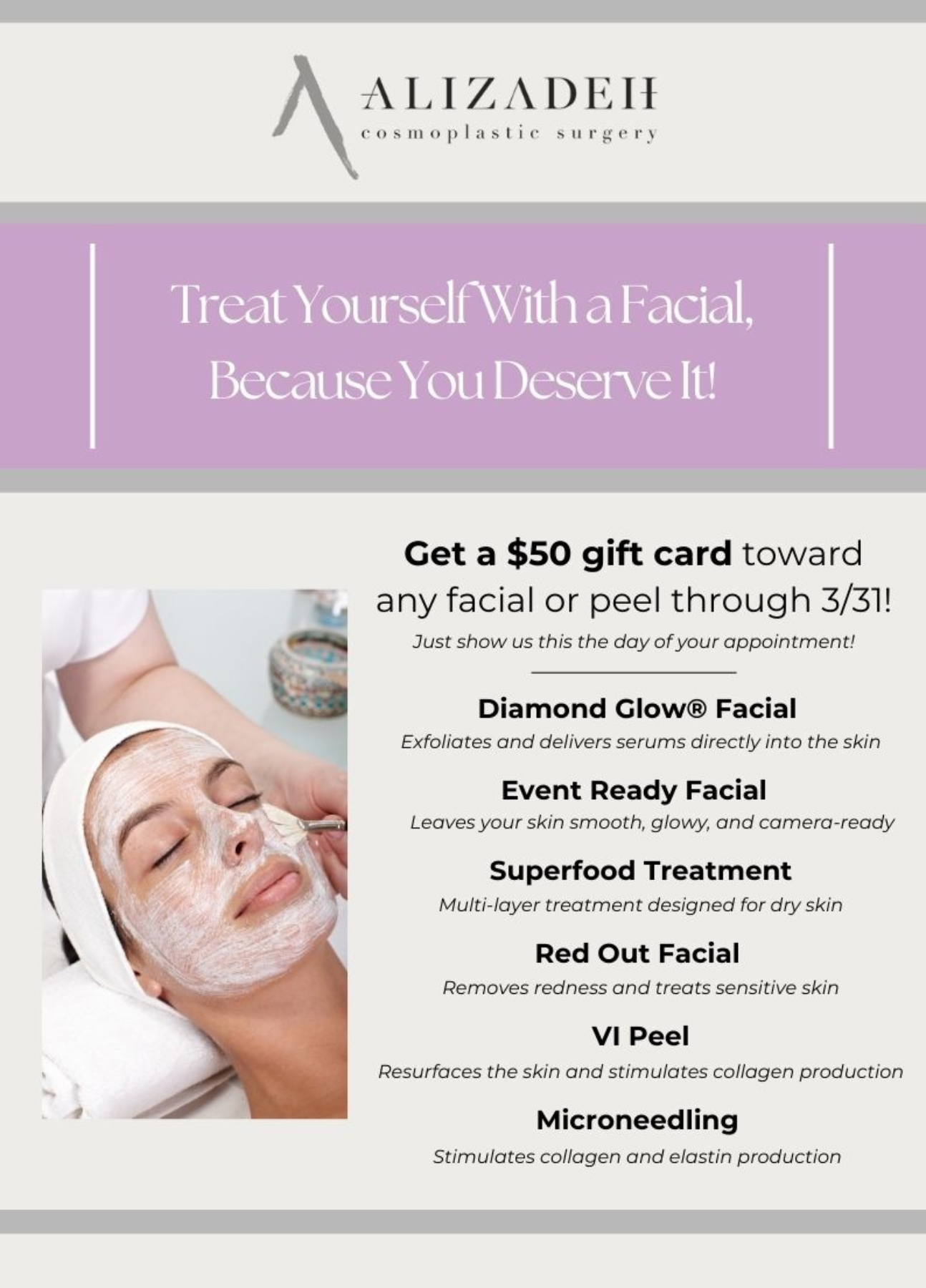 March facial promo
