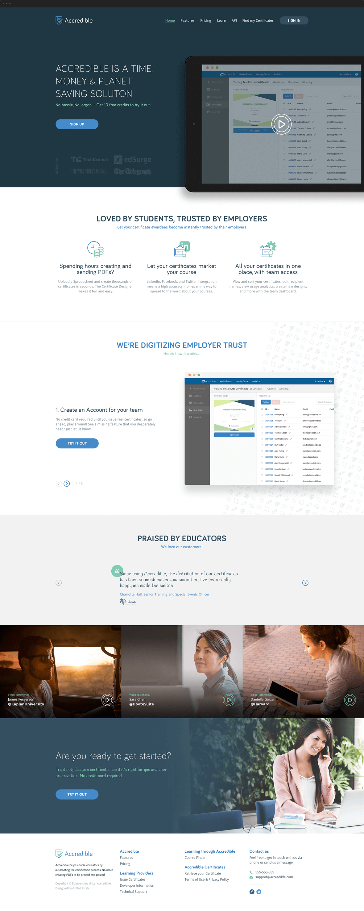 Accredible Homepage Design
