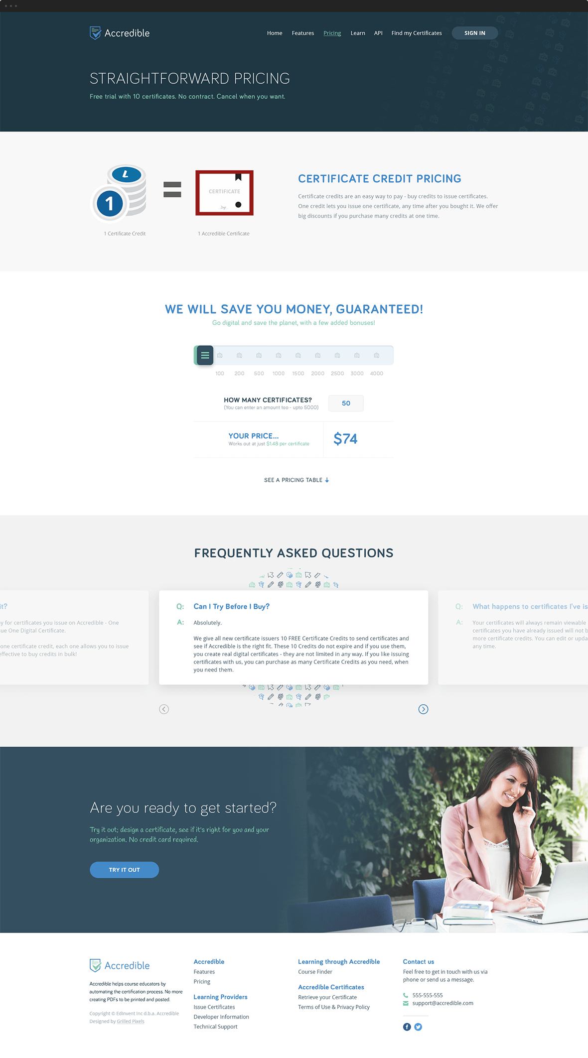 Accredible Pricing Page