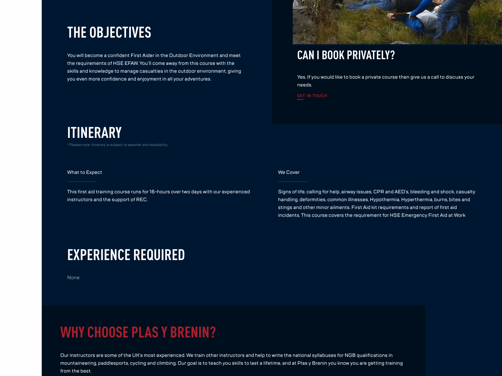 PYB Course page design - description