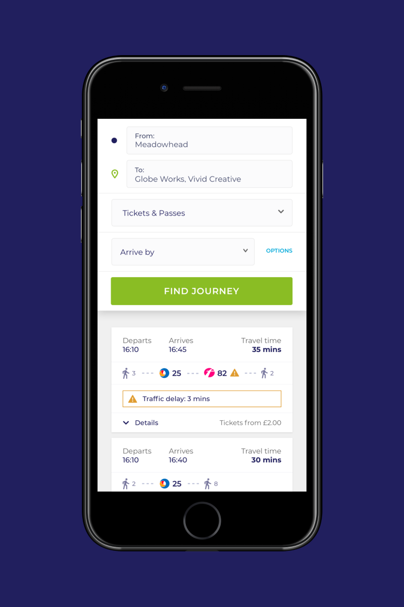Buses for Sheffield - mobile search design